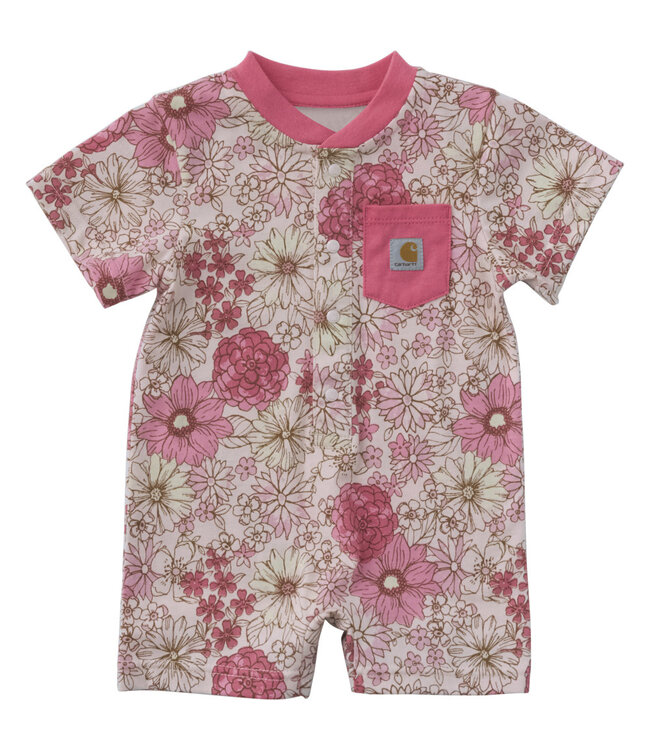Carhartt Girl's Short-Sleeve Floral Henley Pocket Romper CM9769