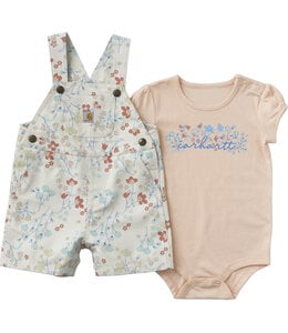 Carhartt Girl's Short-Sleeve Bodysuit and Canvas Shortall Set CG9966