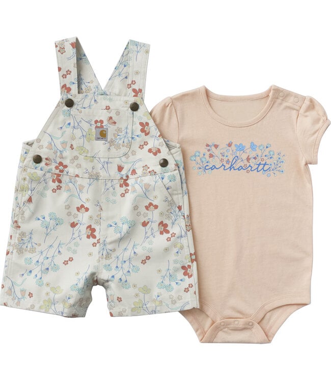 Carhartt Girl's Short-Sleeve Bodysuit and Canvas Shortall Set CG9966
