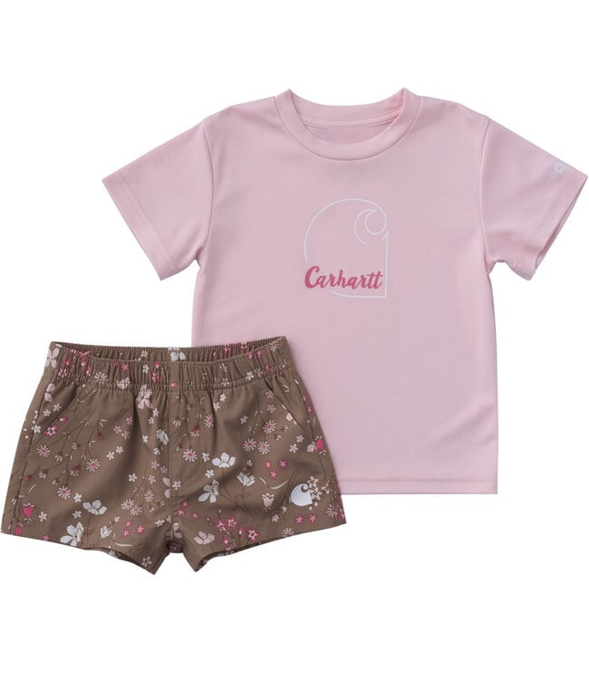 Carhartt Girl's Infant Force Sun Defender Short-Sleeve Shirt and Printed Short Set CG9974