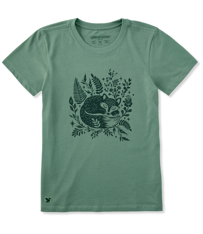 Life Is Good Women's Sleeping Fox on Ferns Short-Sleeve Crusher Tee 153536