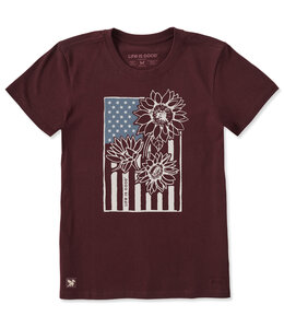 Life Is Good Women's Sunflower Old Glory Window Short-Sleeve Crusher Tee 153549