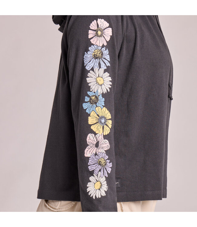 Life Is Good Women's Detailed Row of Wildflowers Crusher Boxy Hoodie 153769