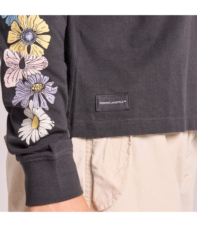 Life Is Good Women's Detailed Row of Wildflowers Crusher Boxy Hoodie 153769