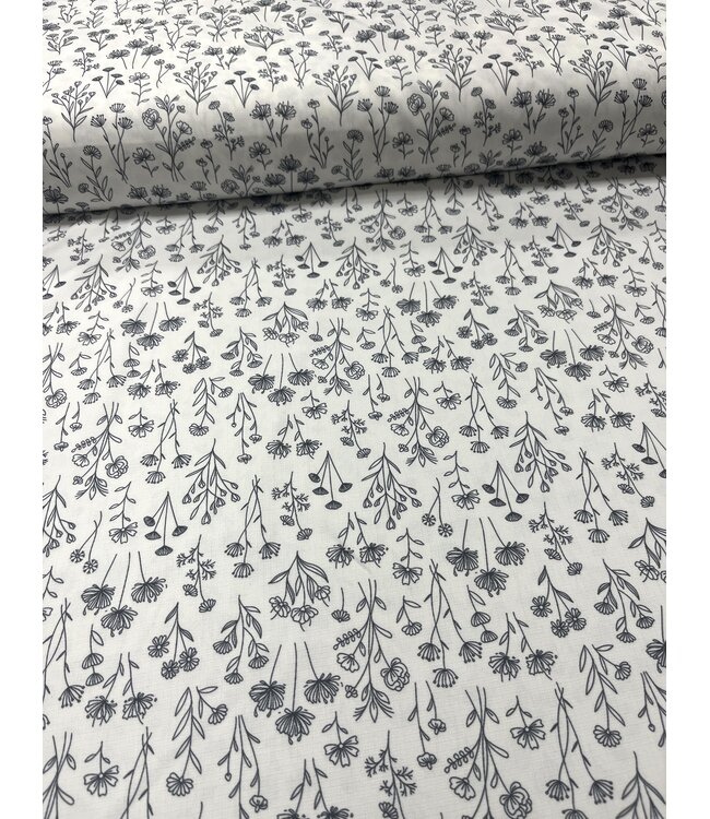 * Exclusive Design* YD Esme Floral White Poly Slub FT202601489- 1