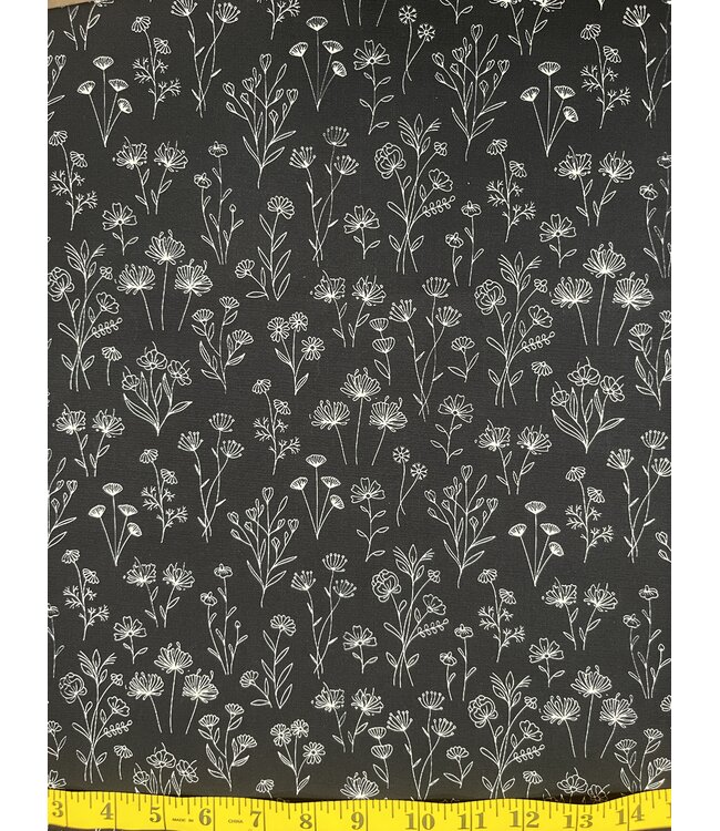 * Exclusive Design* YD Esme Floral Black Poly Slub FT202601489-2