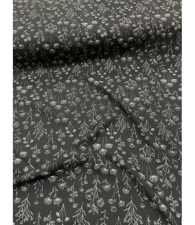 * Exclusive Design* YD Esme Floral Black Poly Slub FT202601489-2