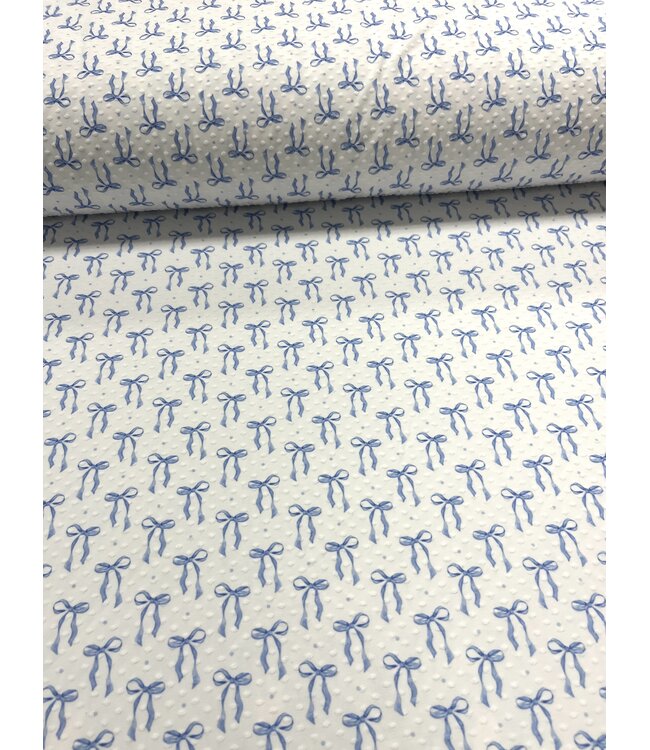 * Exclusive Design* YD Simple Bows- Blue Swiss Dot Knit FT202601498
