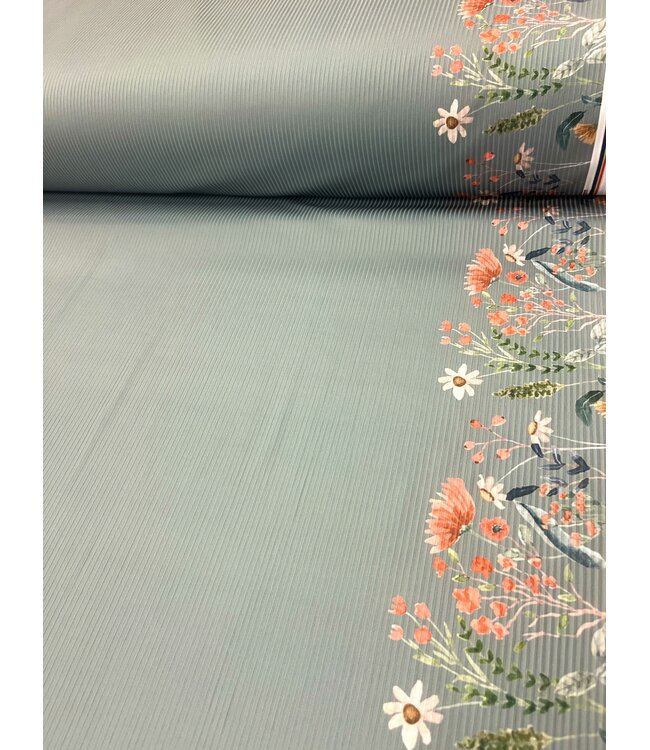 * Exclusive Design* YD Sage Blossoms Narrow Rib Knit Border Print FT202601481