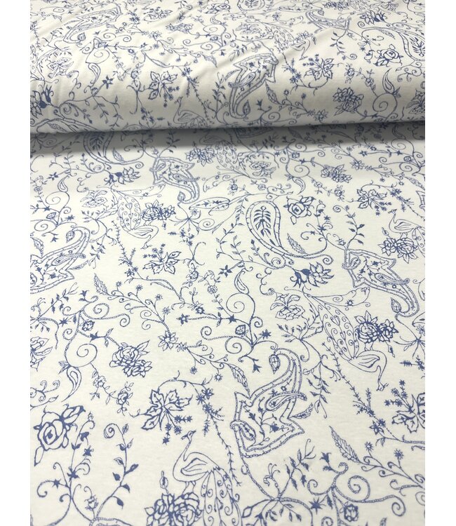 YD Sketched Paisley Blue Cotton Knit