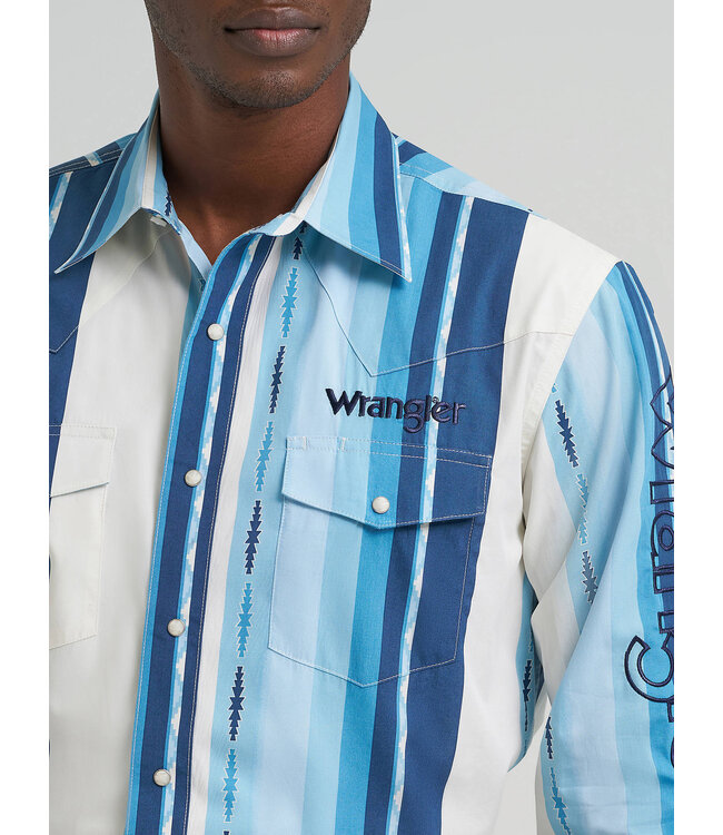 Wrangler Men's Logo Long-Sleeve Striped Shirt 112379239