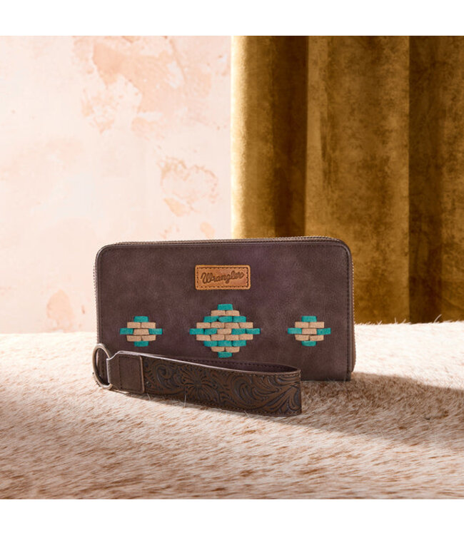 Wrangler Aztec Woven Zip Around Wallet with Wristlet WG310-W006