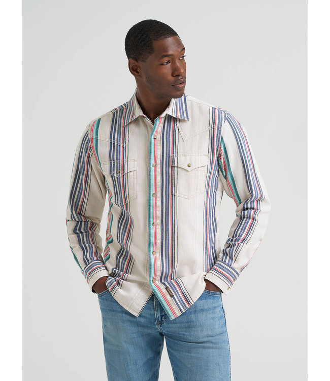 Wrangler Men's Retro Premium Stripe Western Snap Shirt 112378795