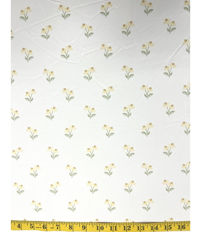 Anna Kate LLC YD Garden's Joy: Yellow Sprigs Cream Jersey Knit