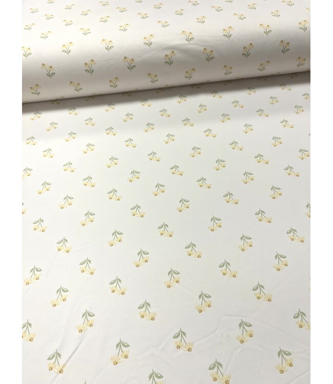 Anna Kate LLC YD Garden's Joy: Yellow Sprigs Cream Jersey Knit