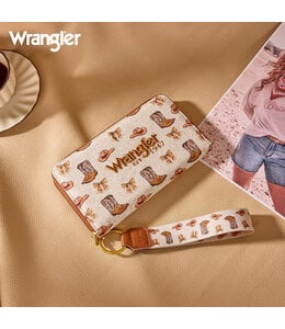 Wrangler Western Print RFID Blocking Zippered Cowgirl Wallet