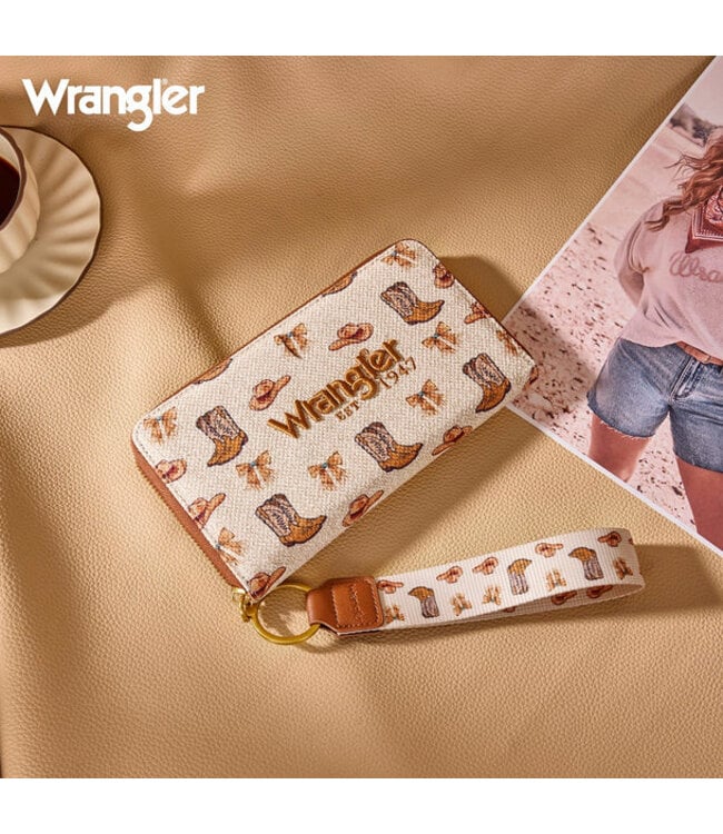 Wrangler Western Print RFID Blocking Zippered Cowgirl Wallet