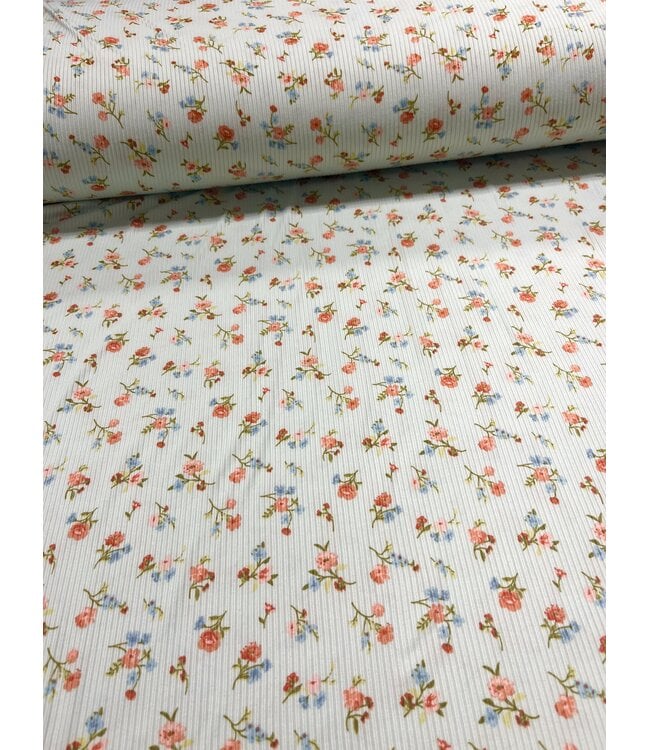 YD Spring Floral Teal Yummy Rib Knit