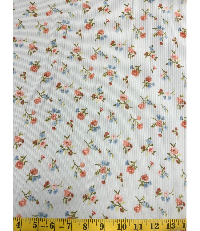 YD Spring Floral Teal Yummy Rib Knit