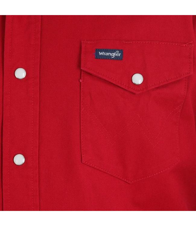 Wrangler Men's Cowboy Cut Firm Finish Long-Sleeve Western Snap Solid Work Shirt MS70619