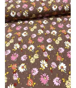 YD Swiss Dot Floral Print Cocoa FA12879