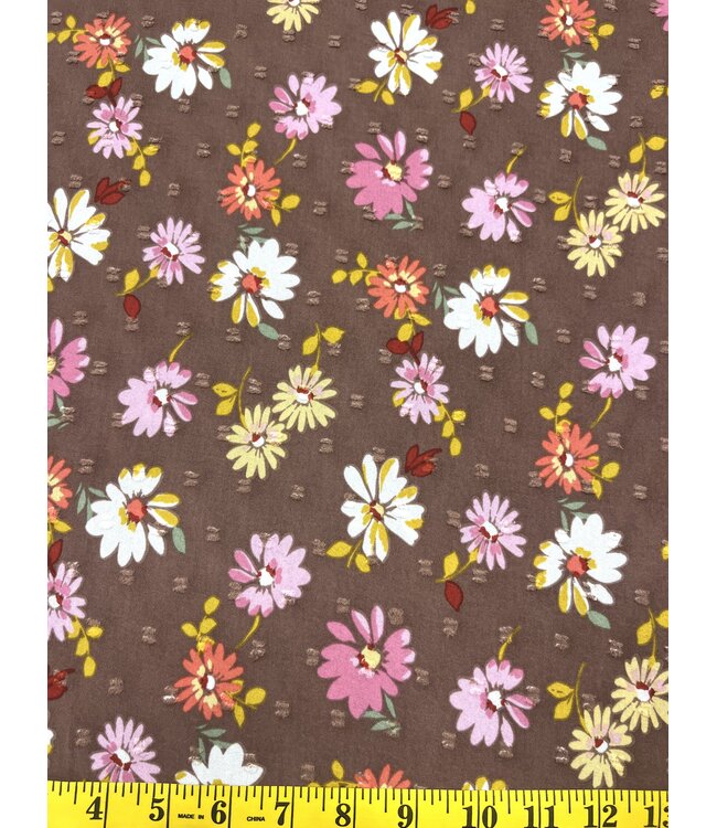 YD Swiss Dot Floral Print Cocoa FA12879