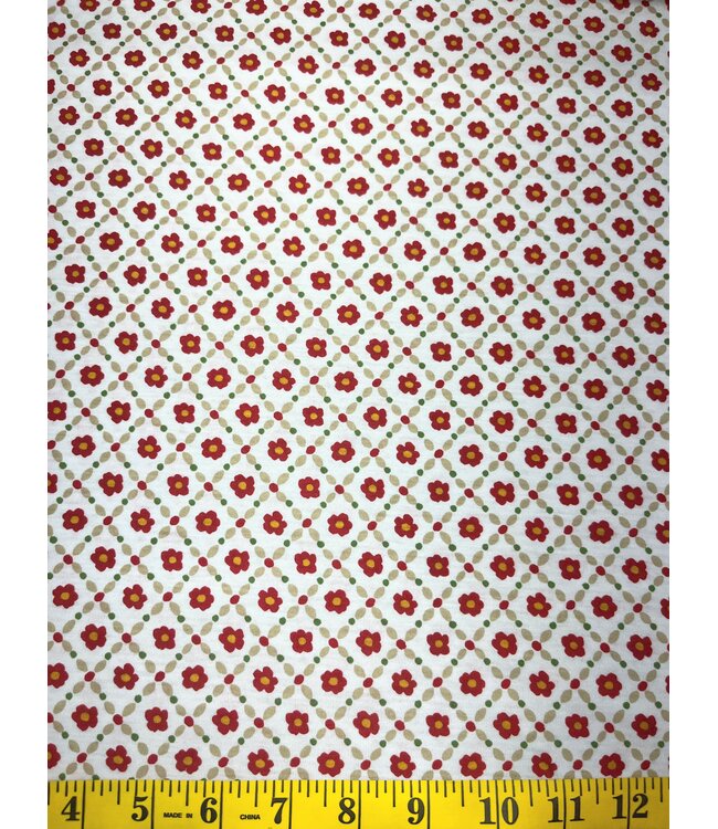 YD Red/Beige Floral Trellis Printed Jersey Knit