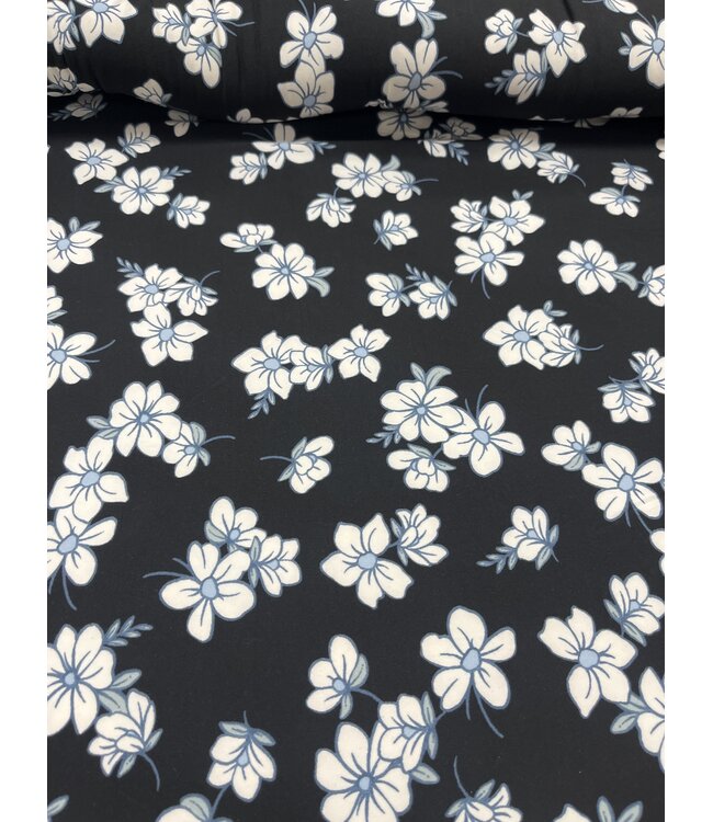 YD Double Brushed Floral Black/White