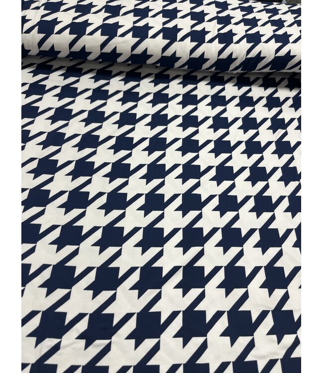 YD Double Brushed Small Houndstooth Navy/White