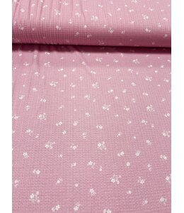 YD Pointelle Rib Pink w/ White Flowers FA14440