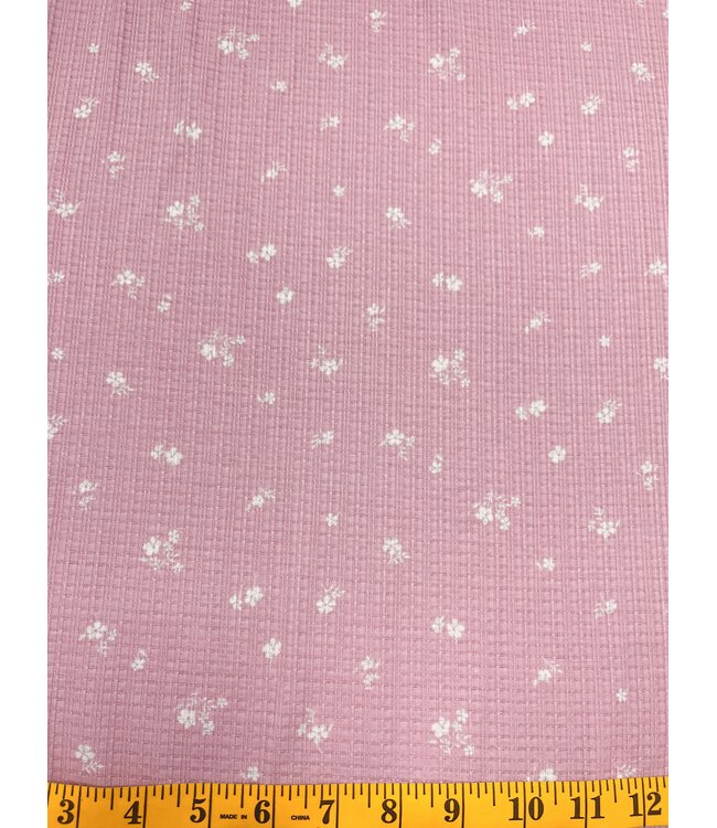 YD Pointelle Rib Pink w/ White Flowers FA14440