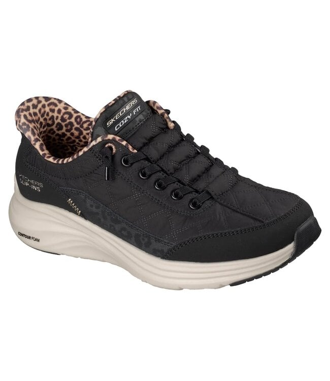 Skechers Women's Slip-ins: Contour Foam- Cozy Fit Leopard Dream Shoe 150419 BLK