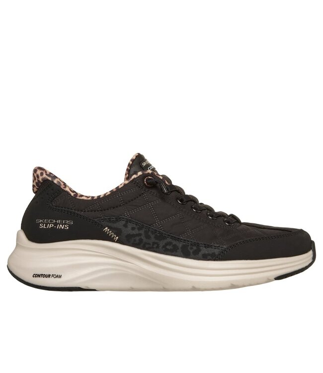 Skechers Women's Slip-ins: Contour Foam- Cozy Fit Leopard Dream Shoe 150419 BLK