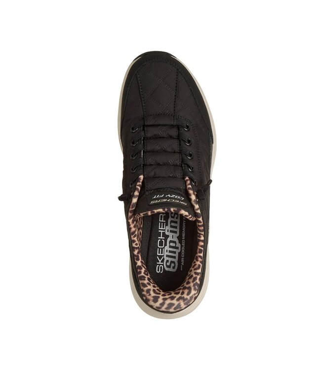 Skechers Women's Slip-ins: Contour Foam- Cozy Fit Leopard Dream Shoe 150419 BLK
