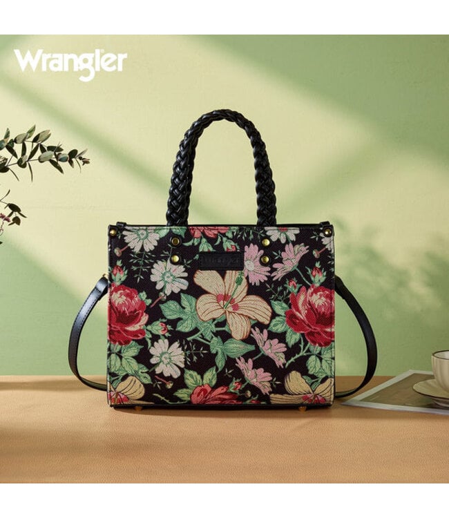 Wrangler Floral Print Braided Tote Bag WG438-8120