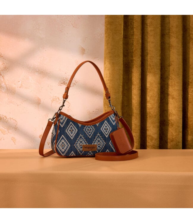Wrangler Aztec Studded Denim Shoulder Bag With Mini Pouch WG435-8182