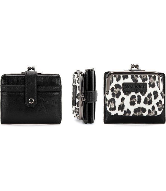 Wrangler Western Leopard Print Small Bi-Fold w/Kiss Clasp Coin Purse WG366-W116