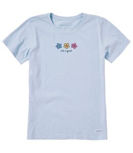 Life Is Good Women's Three Daisies Short-Sleeve Crusher Tee 133183