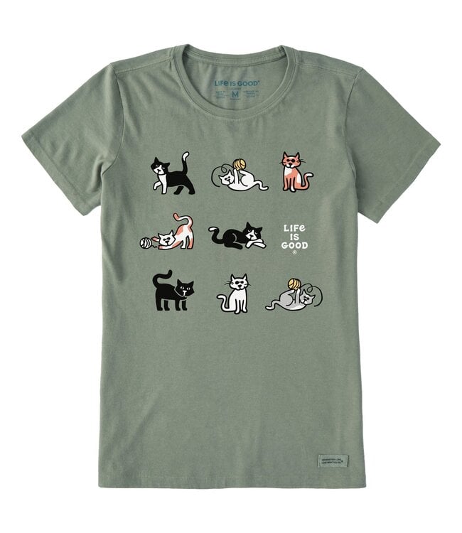 Life Is Good Women's Cat Grid Short-Sleeve Crusher Tee 132978