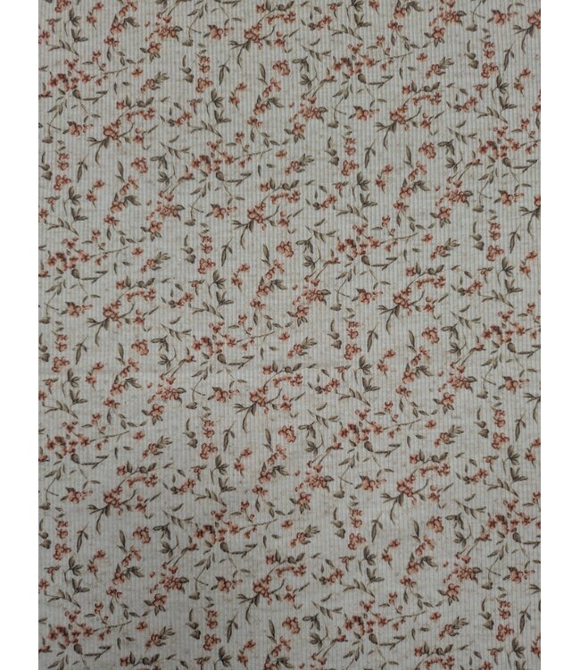 YD  573617-AT  Poly Linen Rib Knit Print Apricot