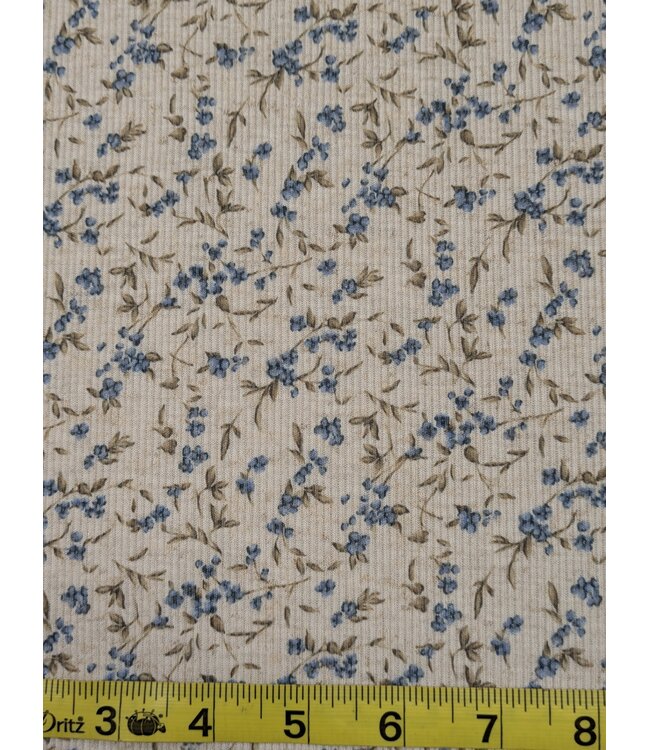 YD  573617-MB  Poly Linen Rib Knit Print Med Blue