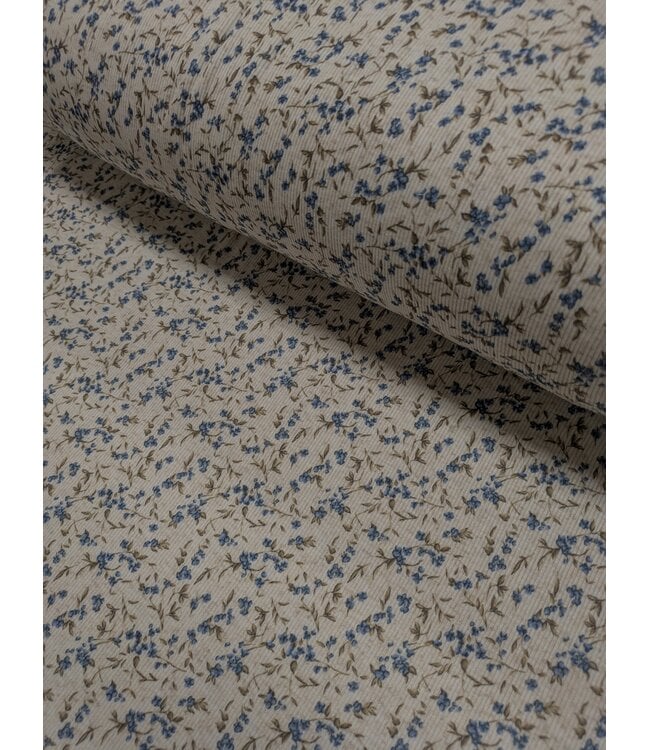 YD  573617-MB  Poly Linen Rib Knit Print Med Blue