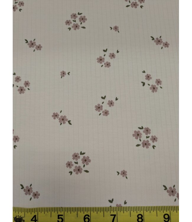 Mook Fabrics YD 143196 Rib Knit 72" JY6298- 6298 #2 Brown Flower
