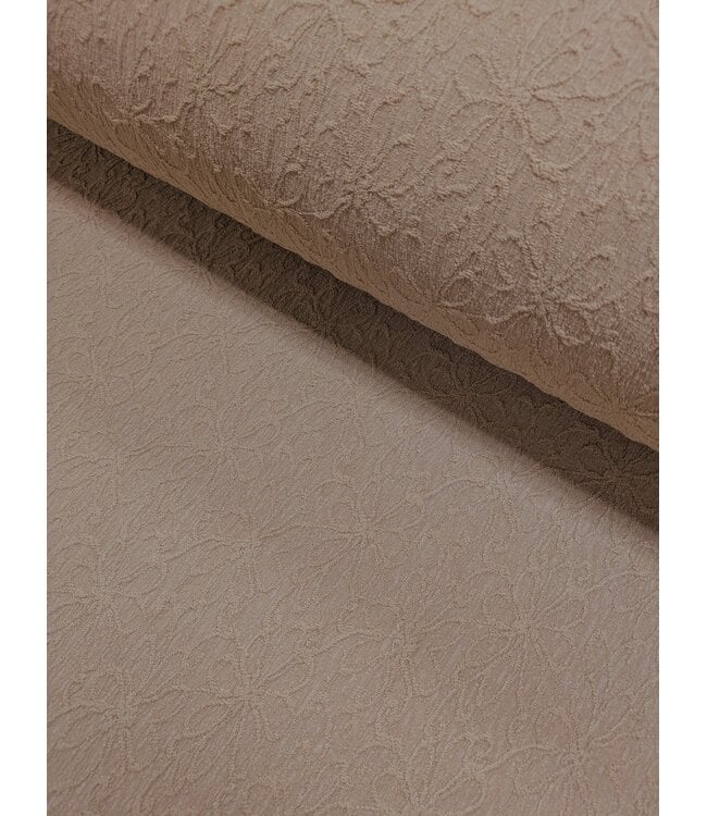 YD 145474 Jacquard Flower Solid Knit EK 60013  Taupe #4