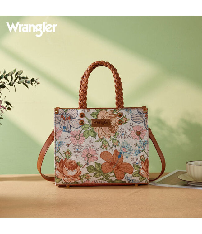 Wrangler Floral Print Braided Tote Bag WG438-8120