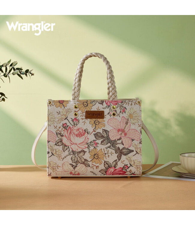 Wrangler Floral Print Braided Tote Bag WG438-8120