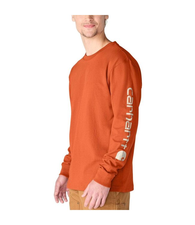 Carhartt Men's Loose Fit Heavyweight Long-Sleeve Logo Sleeve Graphic T-Shirt K231