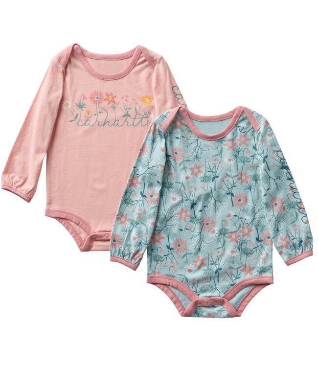 Carhartt Girl's Long-Sleeve Floral Print Bodysuit 2pc Set CG9983