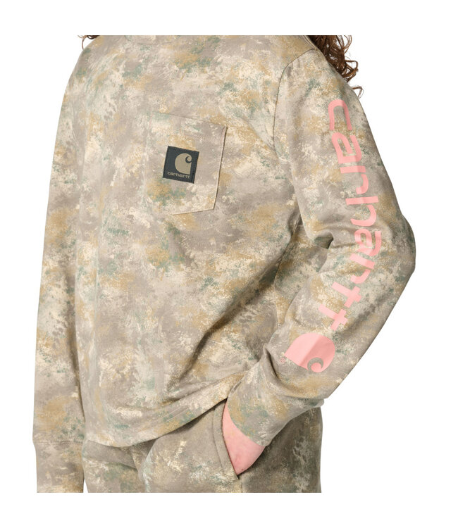 Carhartt Girl's Long-Sleeve Faded Pocket Camo T-Shirt CA7241