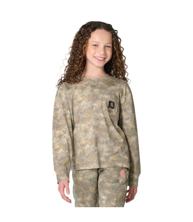 Carhartt Girl's Long-Sleeve Faded Pocket Camo T-Shirt CA7241
